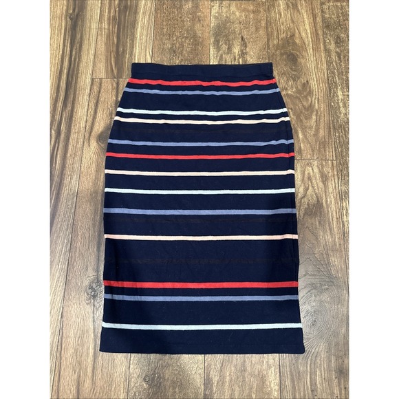 Max Studio Striped Ponte Midi Skirt Pencil Skirt Medium - Picture 1 of 5